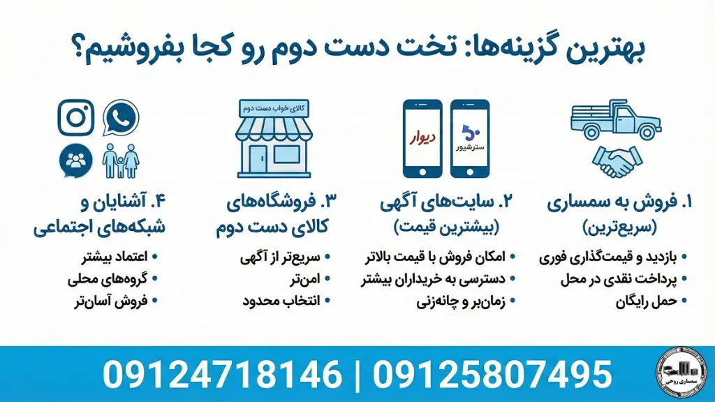 بهترین گزینهها تخت دست دوم رو کجا بفروشیم؟